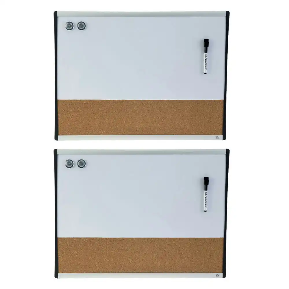 2PK Quartet Magnetic Combination Whiteboard 610mm Cork/Memo/Note Wall Mountable
