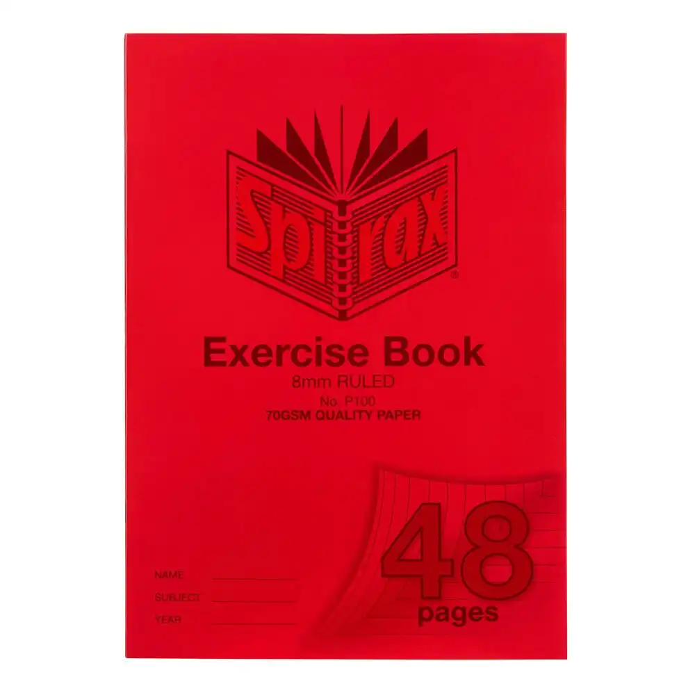 20PK Spirax 48 Pages 8mm Ruled Exercise Book School Writing Paper Notebook Red