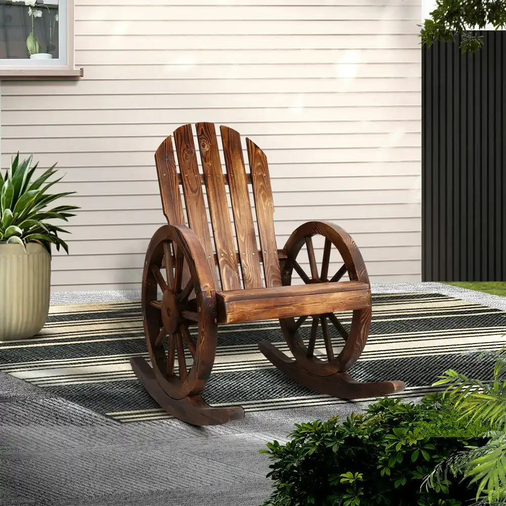 Gardeon Wooden Wagon Rocking Chair Outdoor Garden Indoor Lounge Recliner Patio Furniture Gardeon