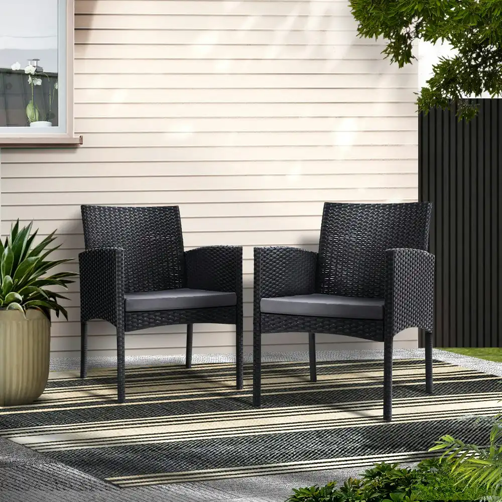 Gardeon Outdoor Bistro Chairs Patio Furniture Dining Chair Wicker Garden Cushion Gardeon