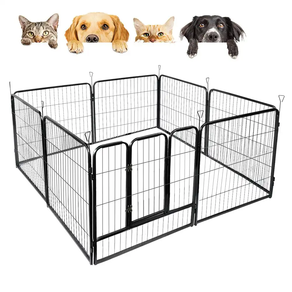 Taily 24" 8 Panel Pet Playpen Foldable Heavy Duty Dog Fence Exercise Play Pen Rabbit Puppy Enclosure