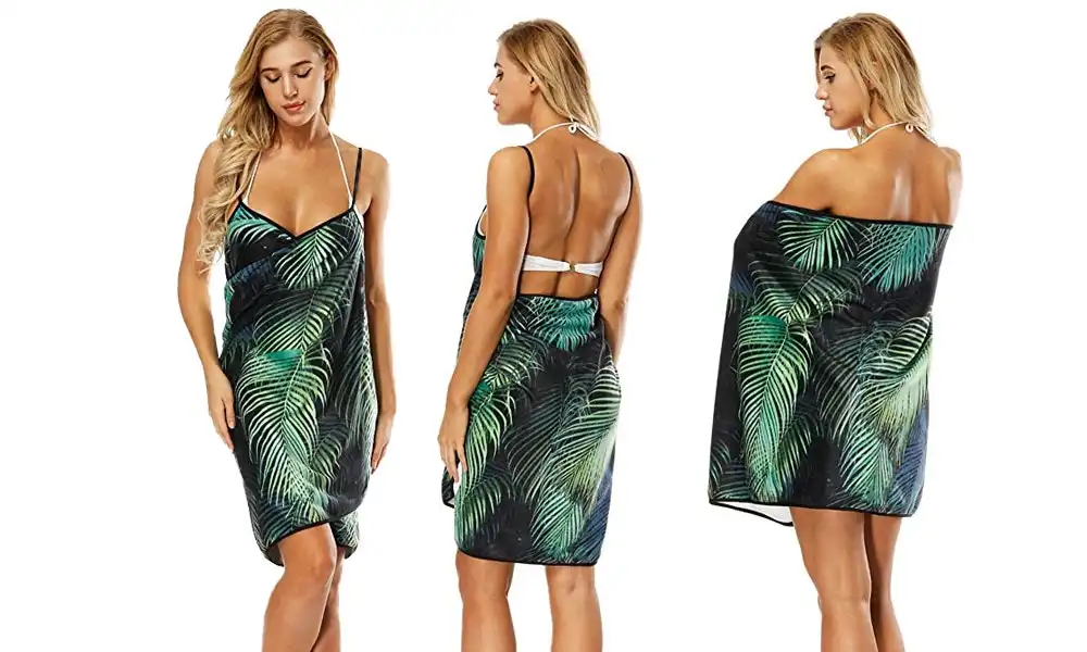 Women's Beach Towel 'Sand Free' Wrap Dress - Ferns