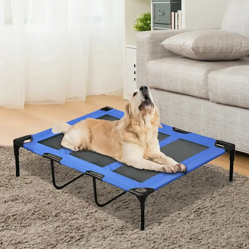 Pawz Heavy Duty Pet Bed Trampoline Dog Puppy Cat Hammock Mesh  Canvas XL Blue