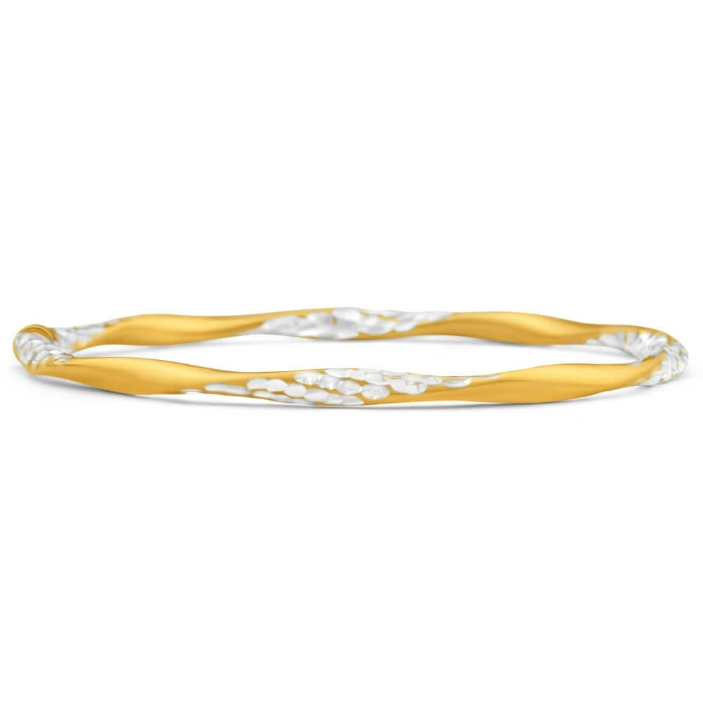 9ct Yellow Gold Silver Filled Dia Cut 65mm Bangle