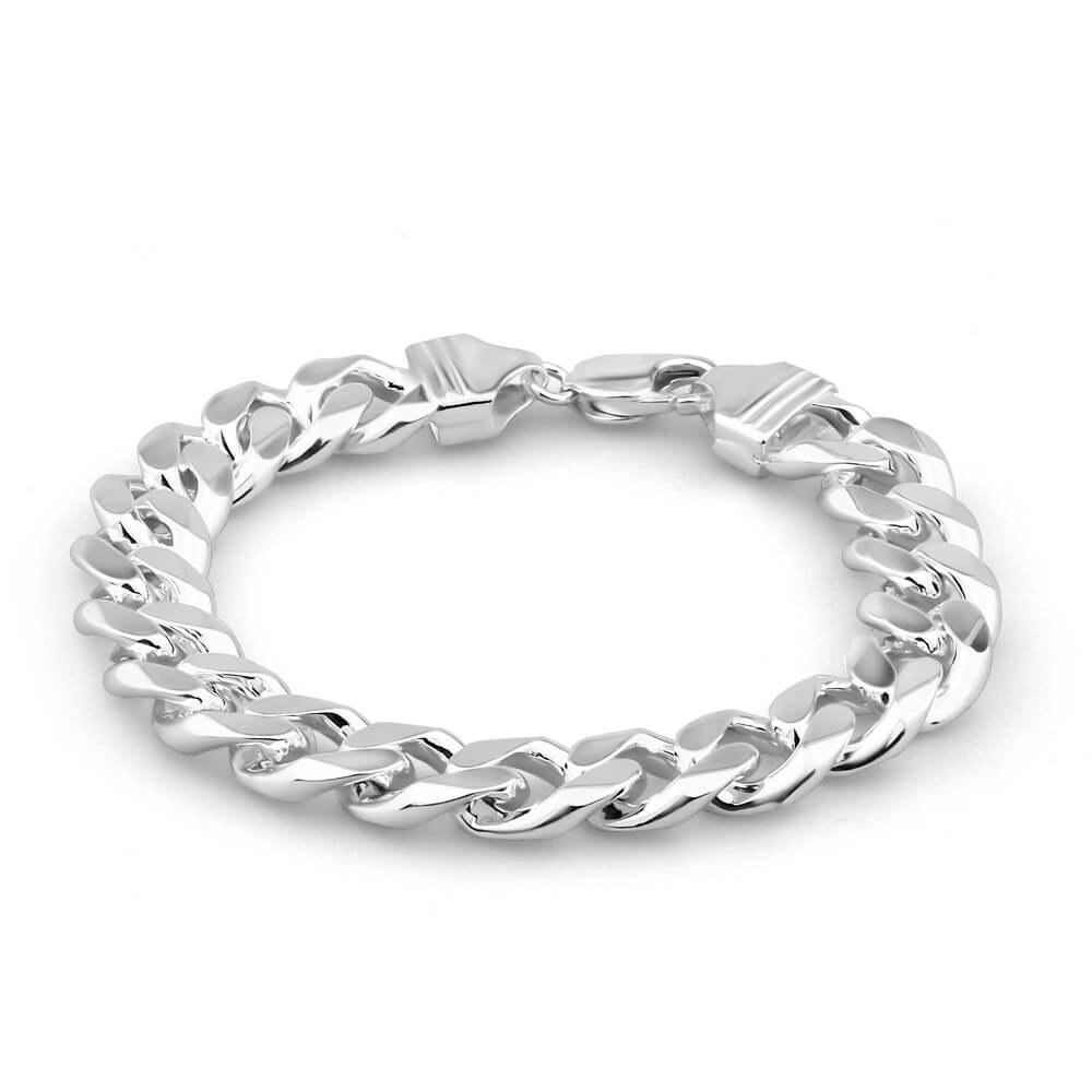 Sterling Silver 350 Gauge Diamond Cut 23cm Curb Bracelet