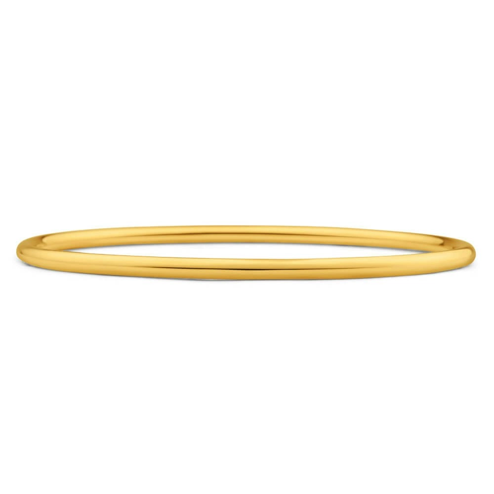 9ct Gold Silver Filled 65mm Bangle Yellow 3mm Thick