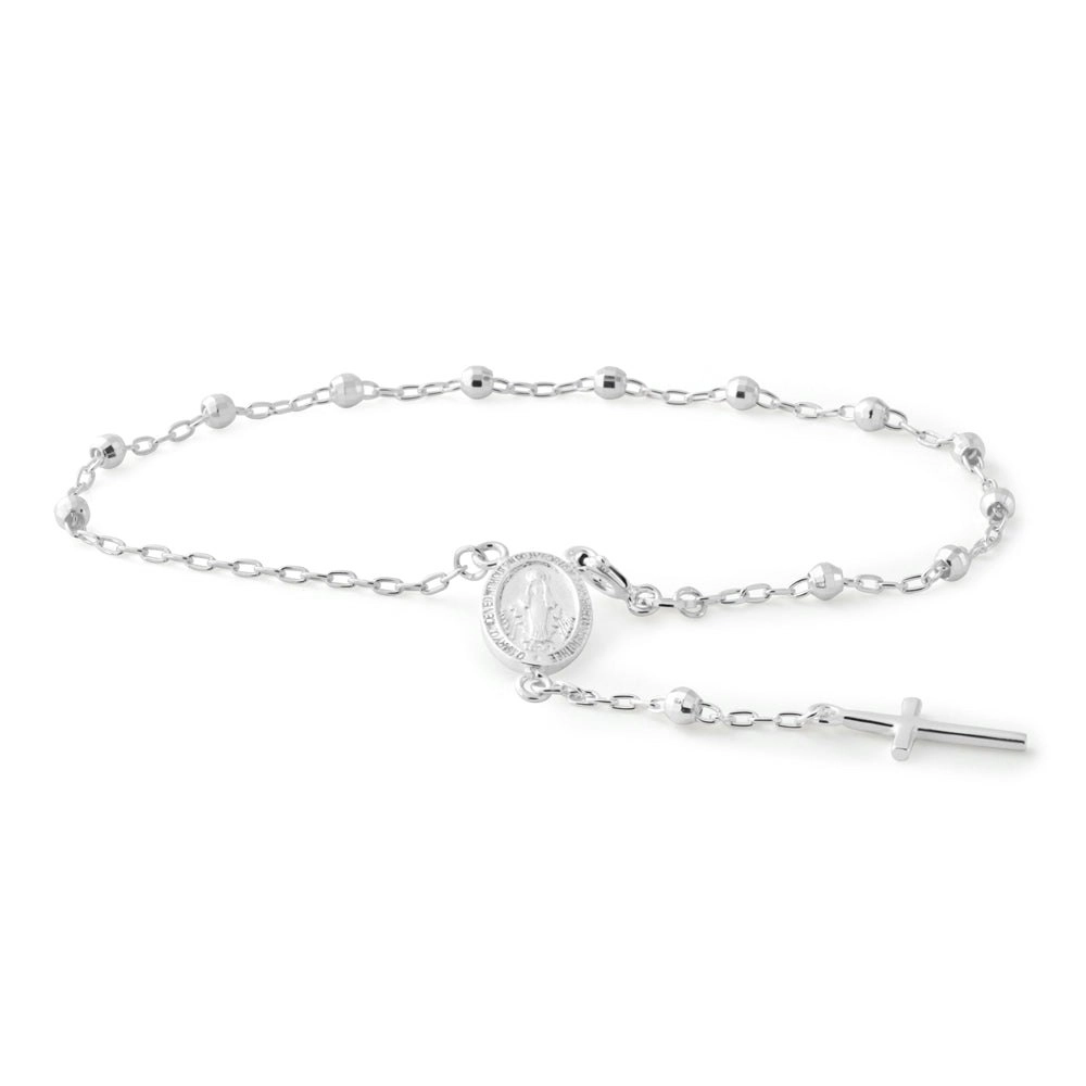 Streling Silver Medallion and Cross Bracelet