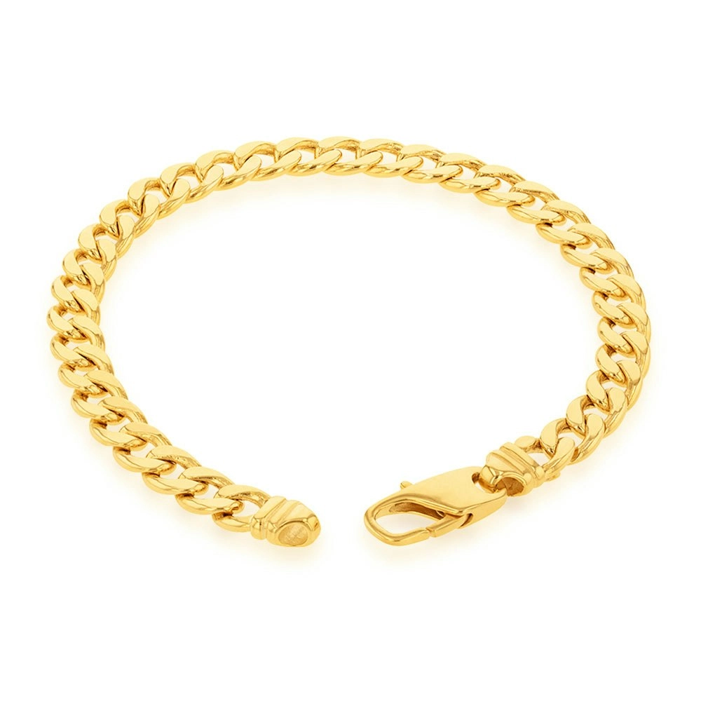 9ct  Yellow Gold Copper Filled Curb 22cm Bracelet 190Gauge