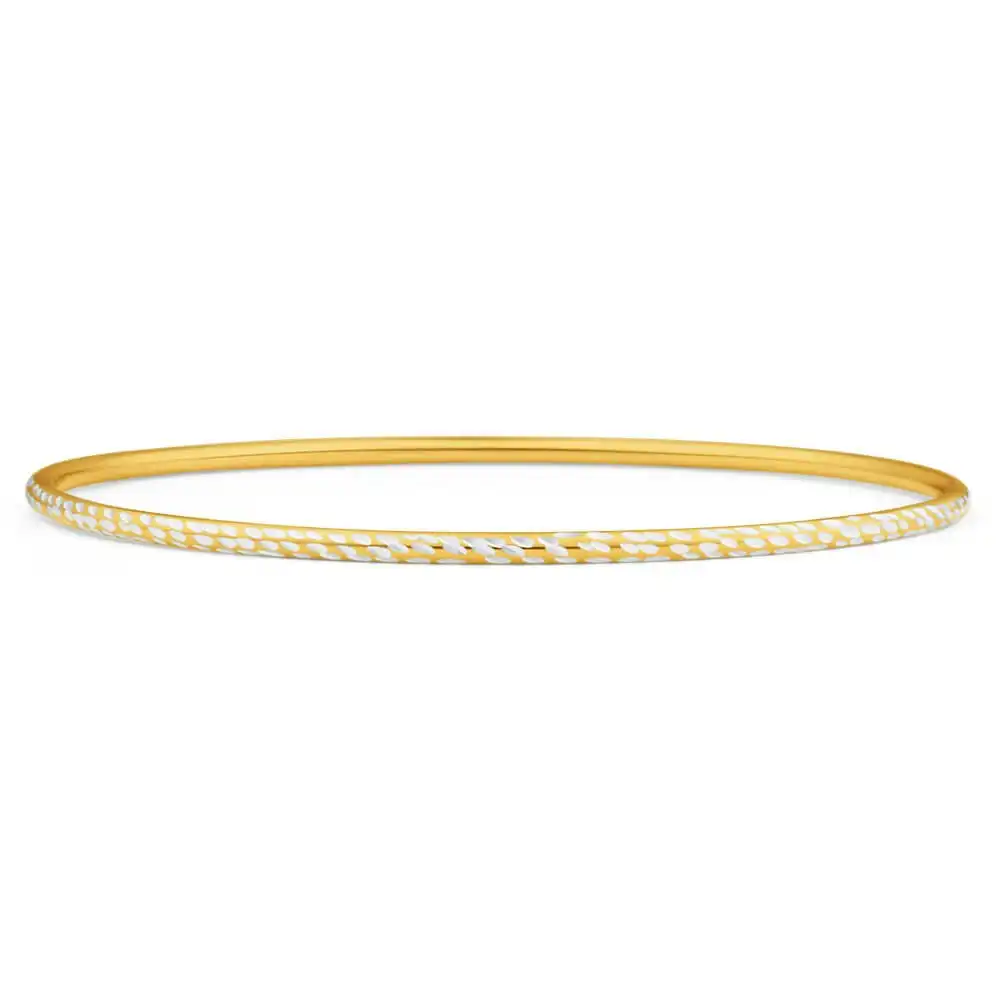 9ct Yellow Gold Silver Filled 2mm By 65mm Bangle