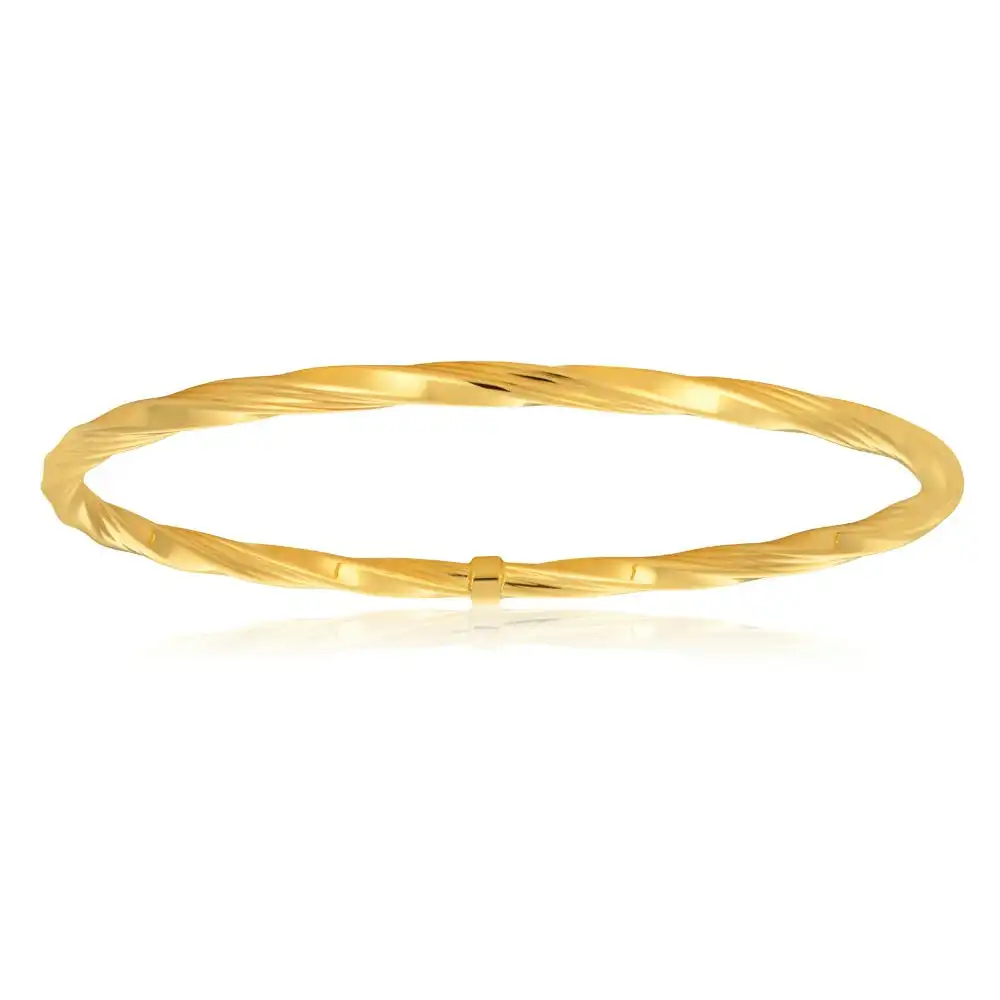 9ct Yellow Gold 4mm Silverfilled 65mm Twist Bangle
