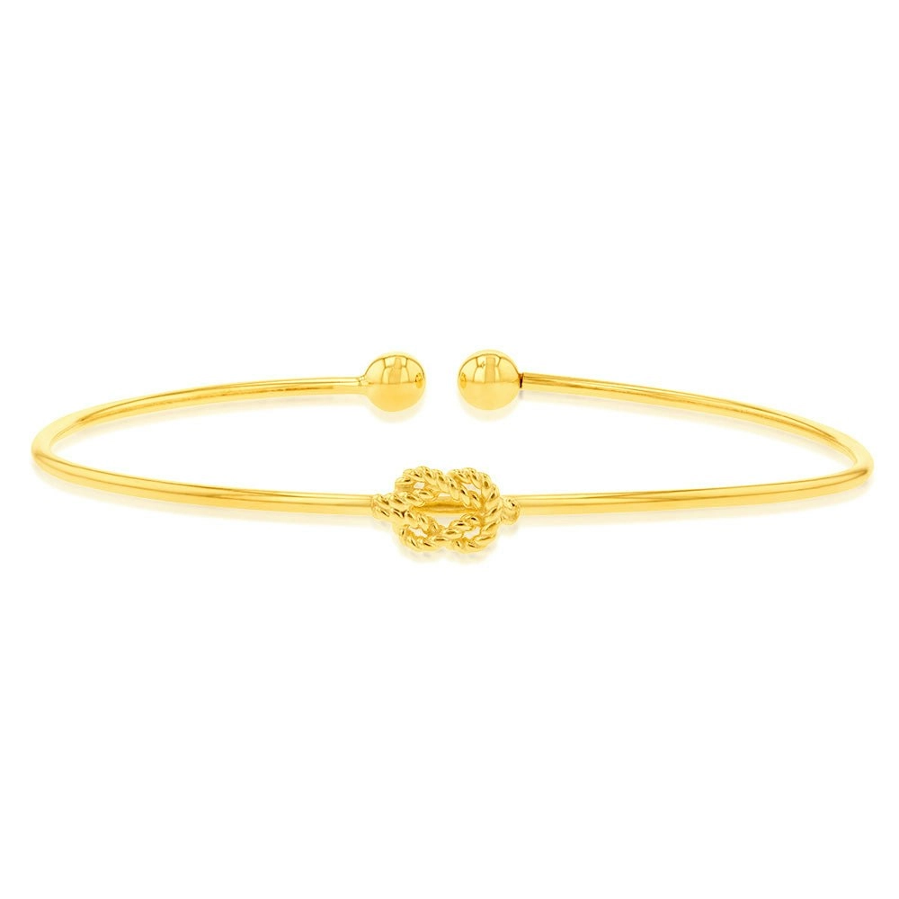 9ct Yellow Gold Silverfilled Knot On Open Bangle