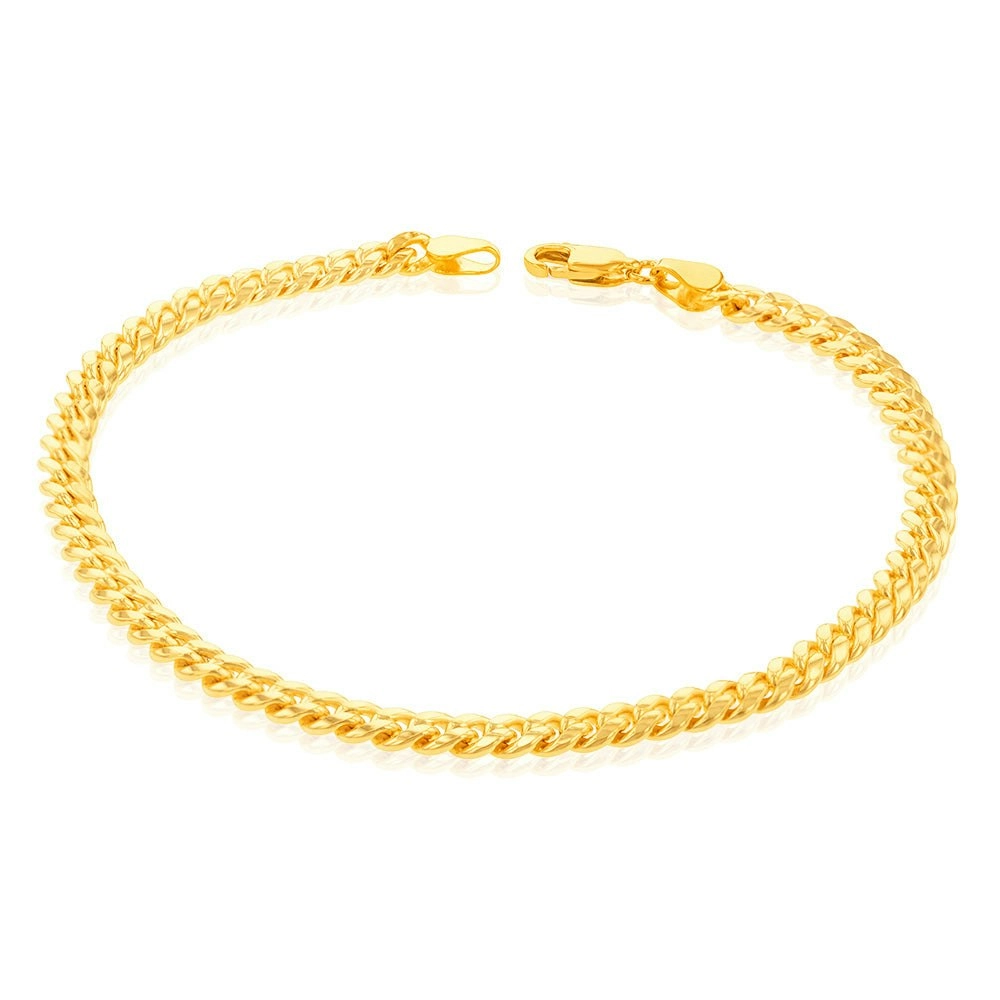 9ct Yellow Gold Silverfilled 120 Gauge Curb 21cm Bracelet