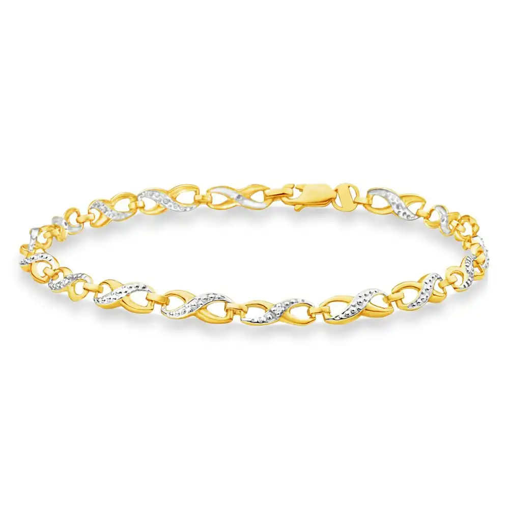 9ct Alluring Yellow Gold Diamond Fancy Bracelet