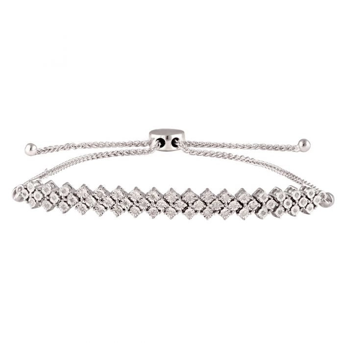 Sterling Silver 15 Points Diamond Bracelet with 52 Brilliant Cut Diamonds