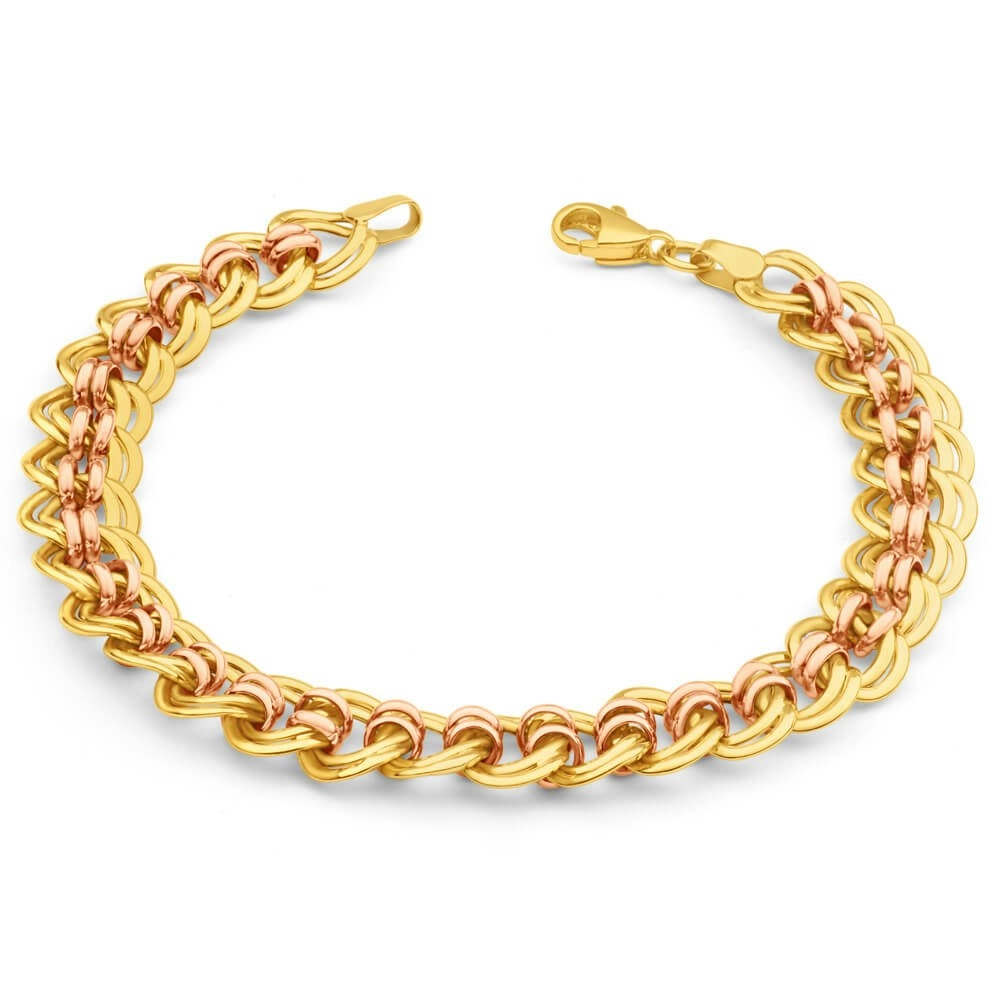 9ct Yellow Gold & Rose Gold Curb Bracelet