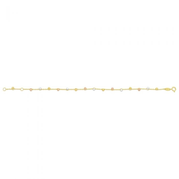 9ct Yellow Gold Trace Link Ball Charms 19cm Bracelet