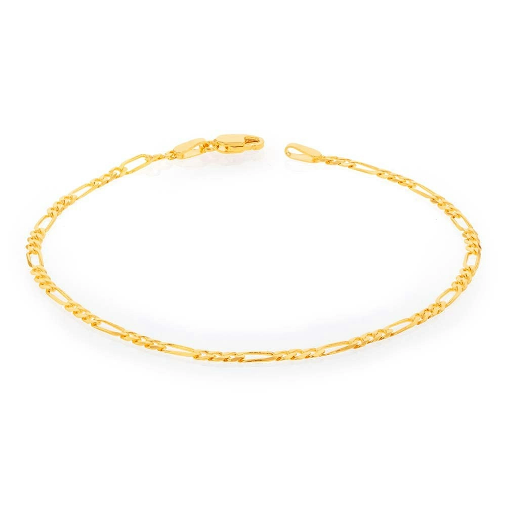 9ct Yellow Gold 60 Gauge Figaro 19cm Bracelet