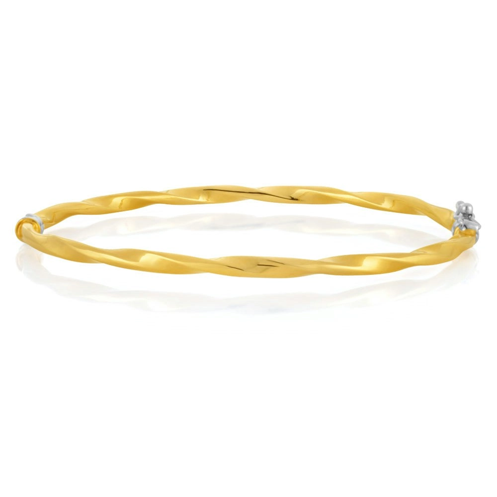 9ct Yellow Gold Silverfilled 60mm Twist Bangle