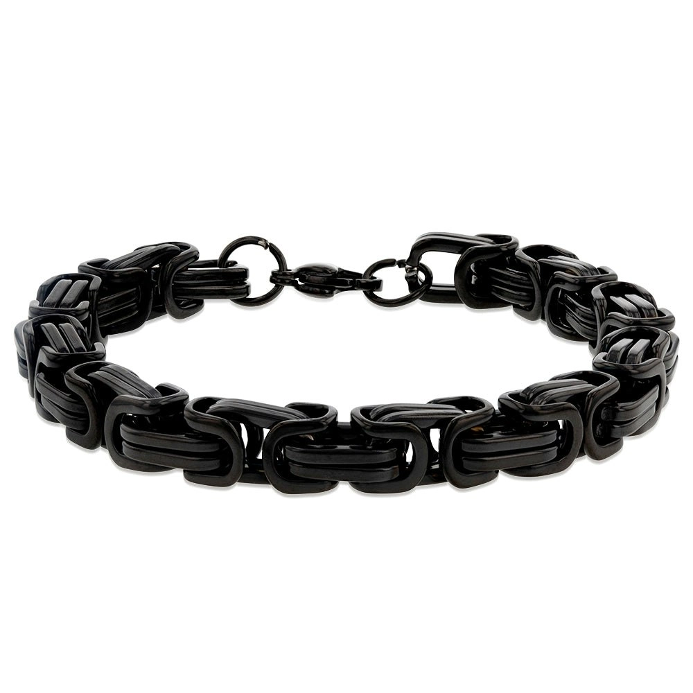 Stainless Steel Fancy Links 22cm Black Bracelet