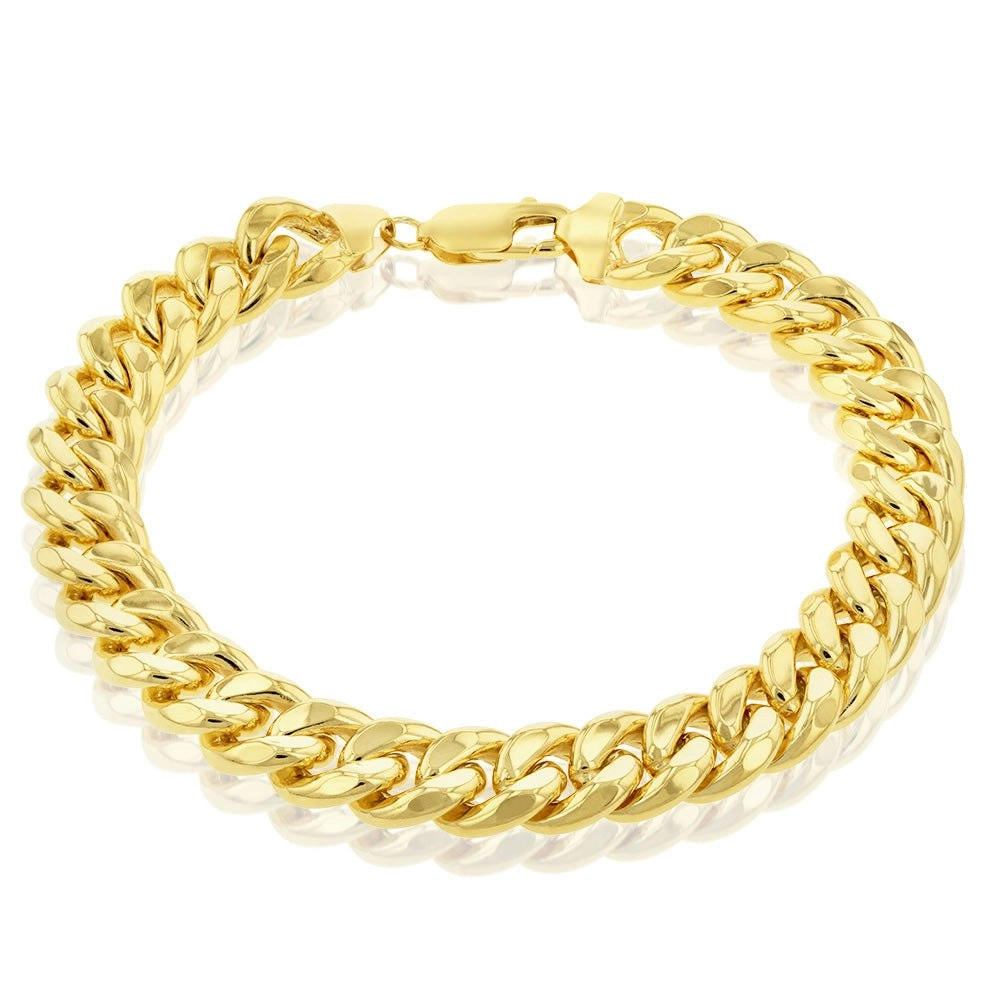 9ct Yellow Gold Silverfilled Diamond Cut Curb 300Gauge 23cm Bracelet