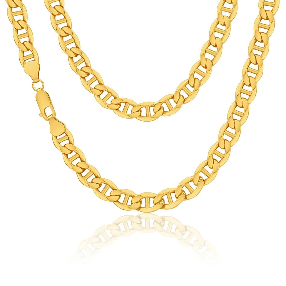 9ct Yellow Gold 55cm Silver Filled Anchor Chain