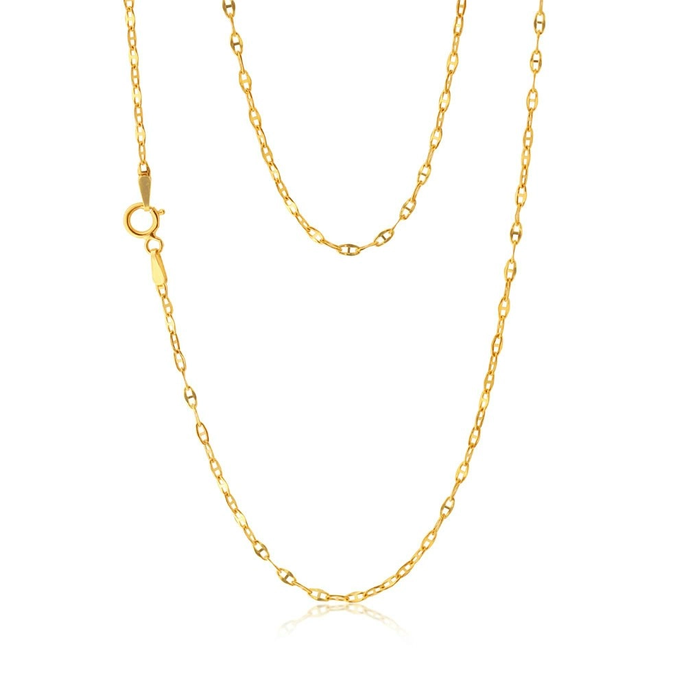 9CT Yellow Gold Mini Flat Rambo 45cm Chain