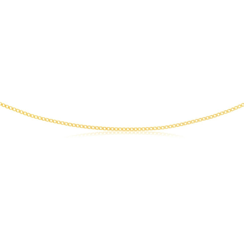 9ct Yellow Gold Double Curb 30 Gauge Diamond Cut 45cm Chain