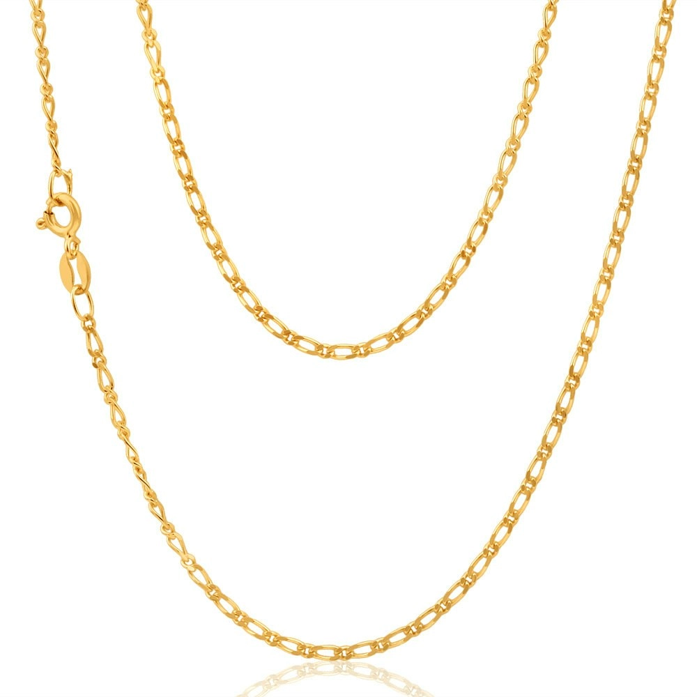 9ct Yellow Gold 1:1 Figaro 50cm Chain 50Gauge