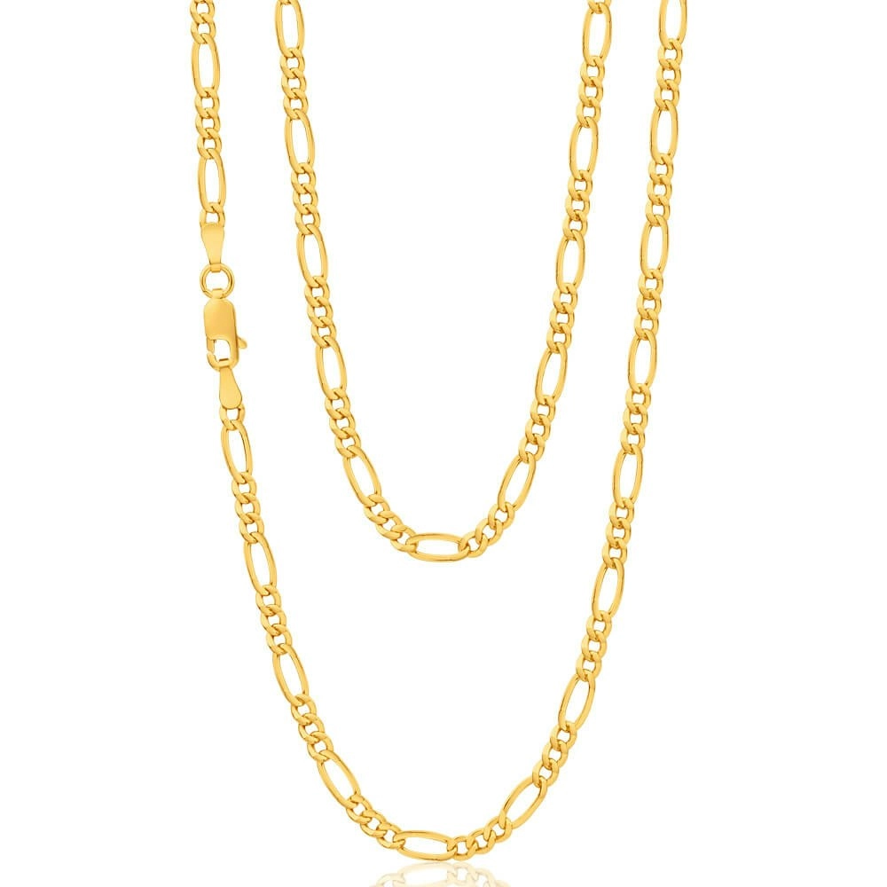 9ct Yellow Gold Figaro 1:3 80 Gauge 55cm Chain