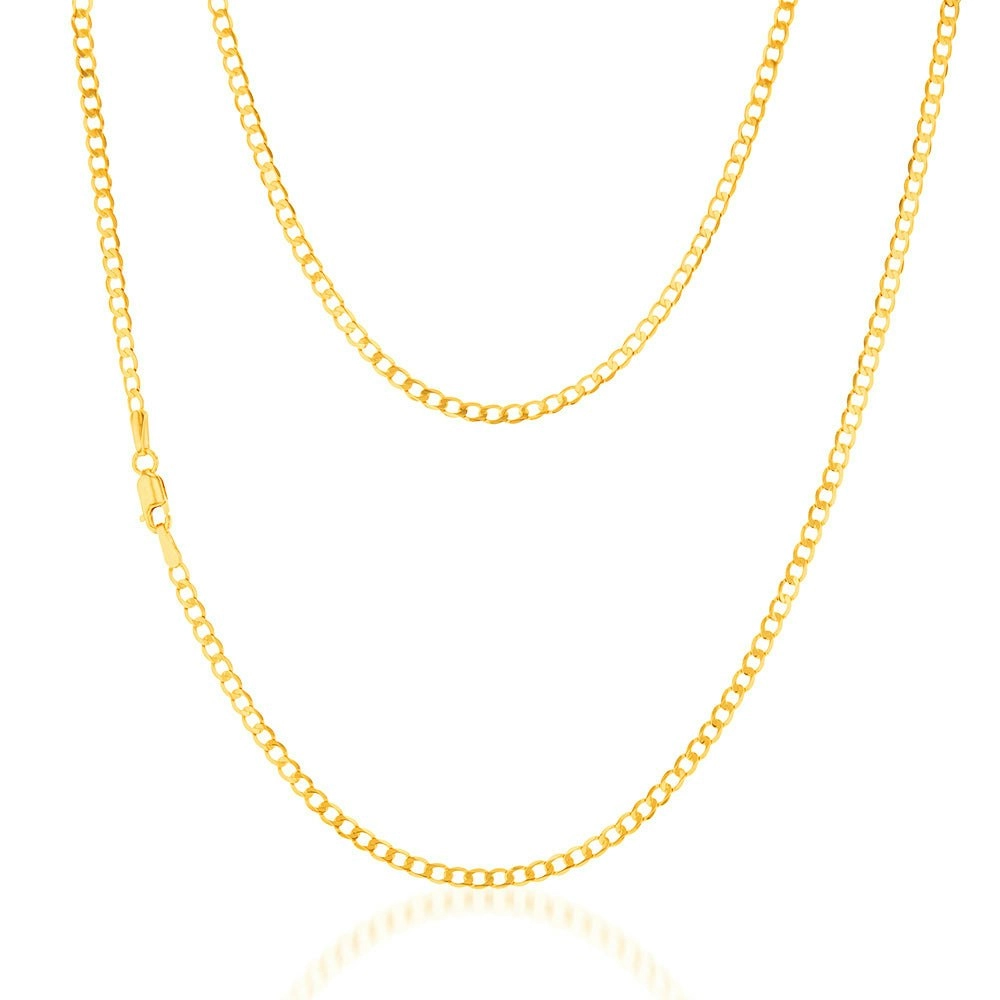 9ct Yellow Gold Superflat Light Curb 65 Gauge 45cm Chain