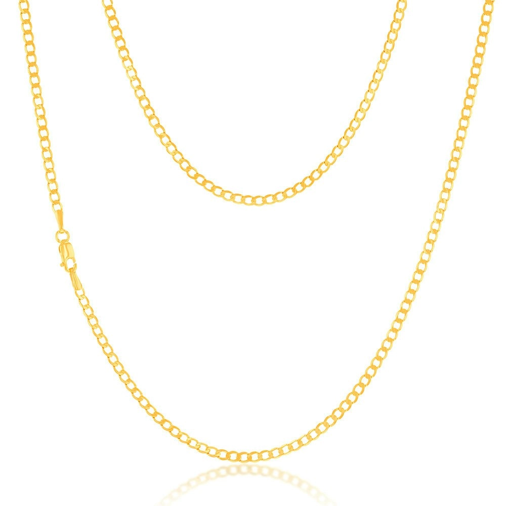 9ct Yellow Gold Superflat Light Curb 65 Gauge 50cm Chain