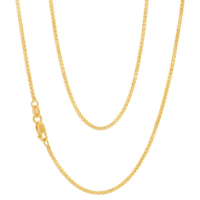 9ct Yellow Gold Silver Filled Box Link 45cm chain