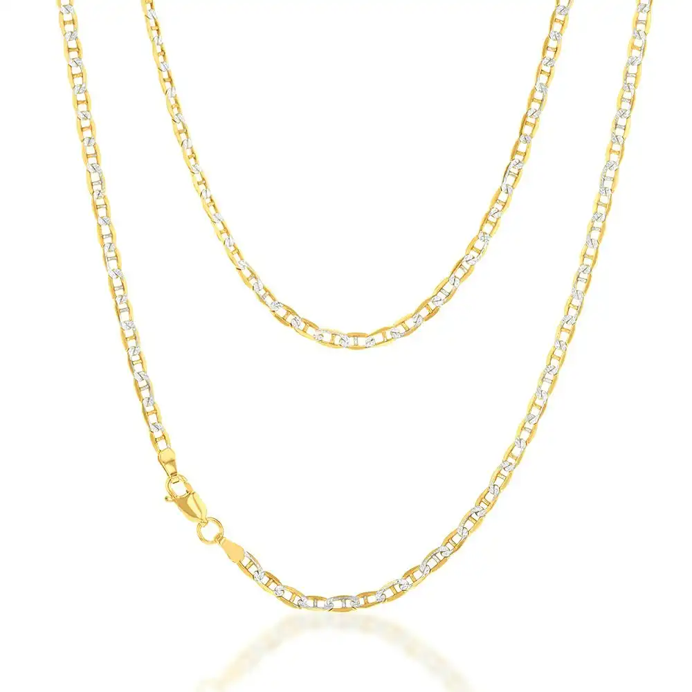 9ct Silverfilled White And Yellow Gold Anchor 45cm Chain