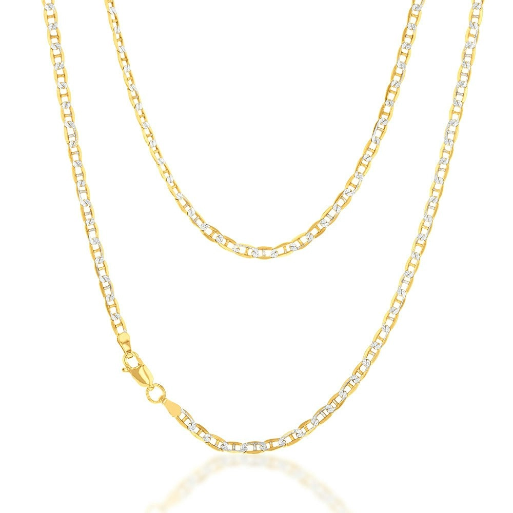 9ct Silverfilled White And Yellow Gold Anchor 45cm Chain