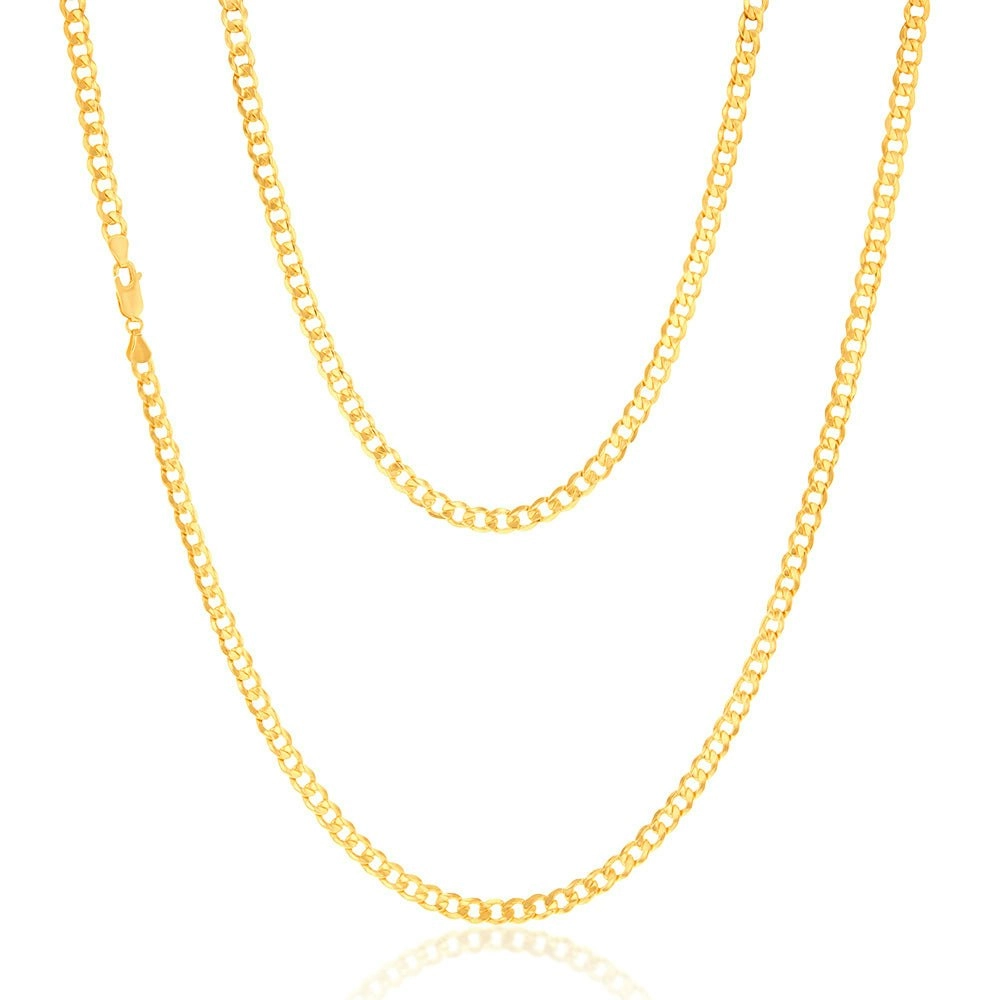 9ct Yellow Gold Filled Bevelled Curb 120 Gauge 70cm Chain