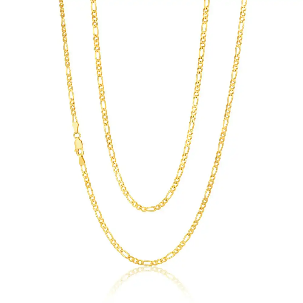 9ct Yellow Gold Figaro Chain 70cm in 80 Gauge