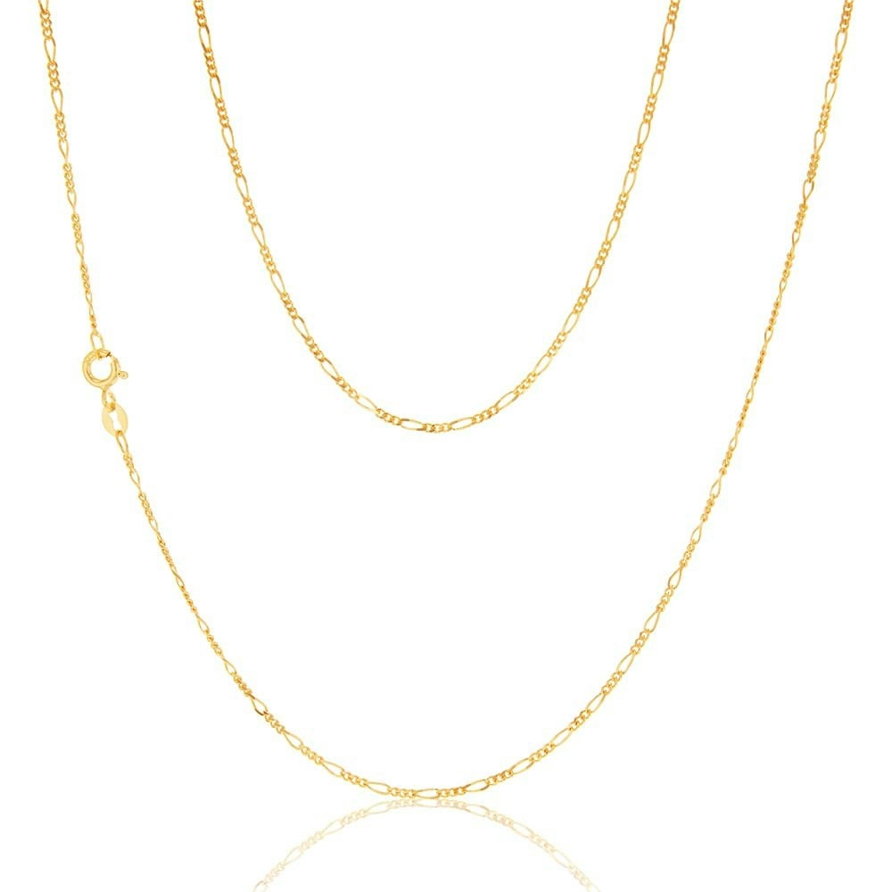 9ct Yellow Gold 40 Gauge 1:3 Figaro 46cm Chain