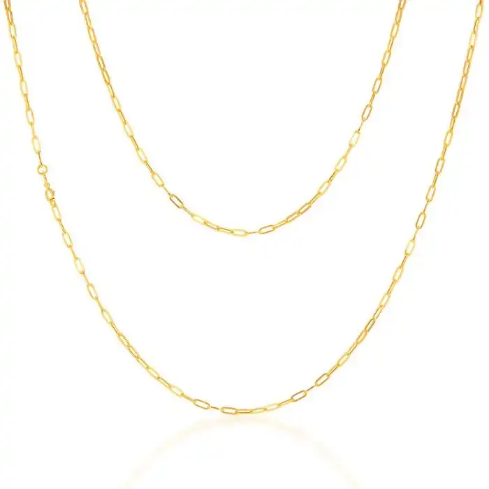 9ct Yellow Gold Small Paperclip 60cm Chain