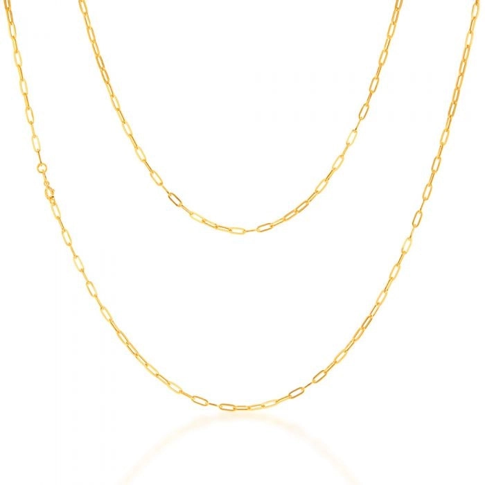 9ct Yellow Gold Small Paperclip 60cm Chain