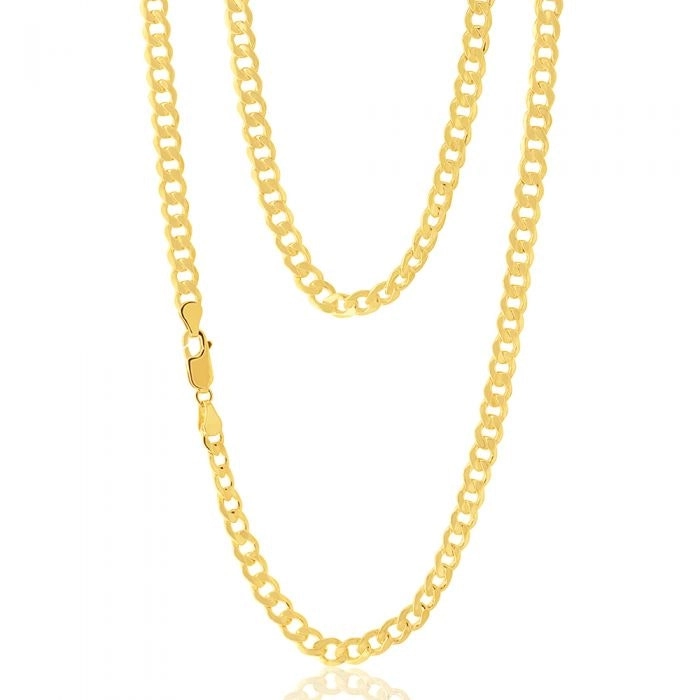 9ct Yellow Gold Silverfilled Flat Curb 120 Gauge 55cm Chain