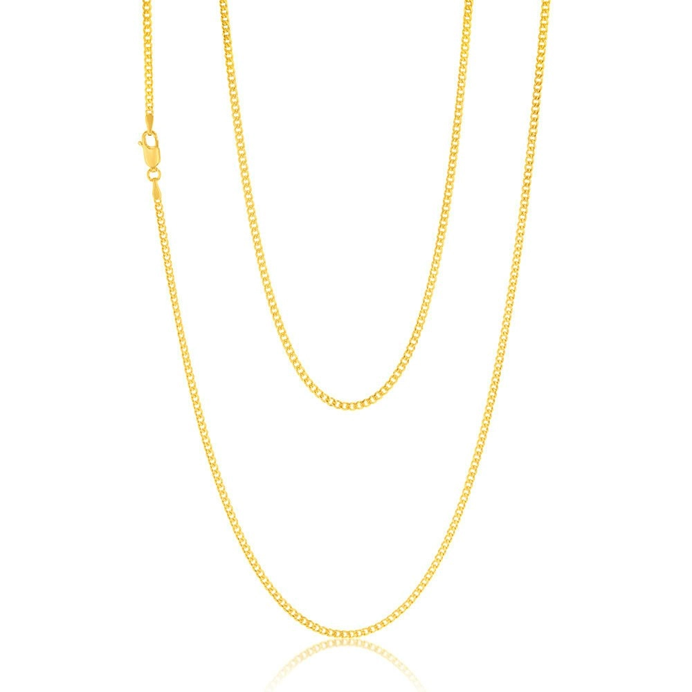 9ct Yellow Gold Silverfilled 60 Gauge Curb 70cm Chain