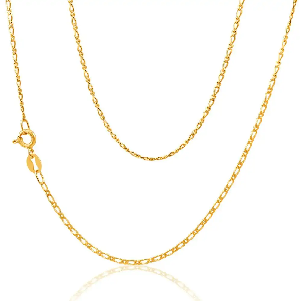 9ct Yellow Gold Figaro 1:1 Chain 45cm in 40Gauge