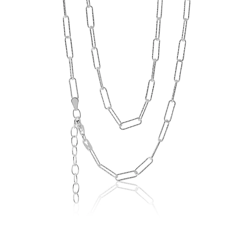 Sterling Silver 46cm Elongated Dicut Belcher Chain