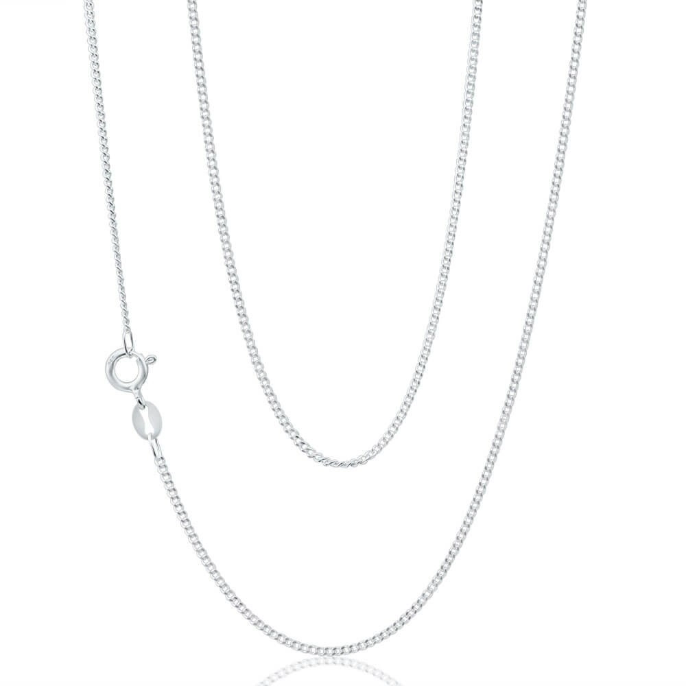 Sterling Silver Curb Dicut 40 Gauge 45cm Chain