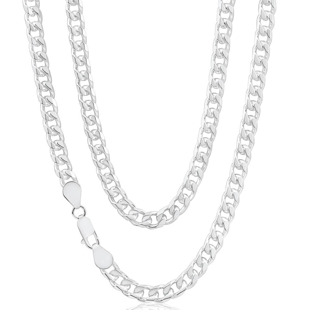 Sterling Silver Diamond Cut 55cm 200 Gauge Curb Chain