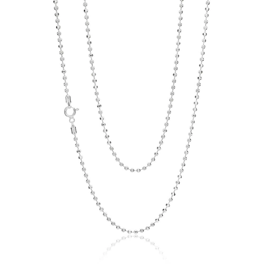 Sterling Silver Diamond Cut Ball 80cm Chain