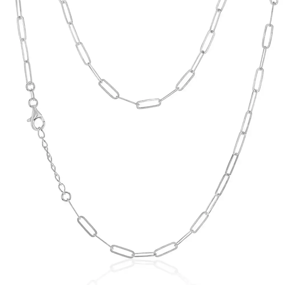 Sterling Silver Paper Clip 42+3cm Chain