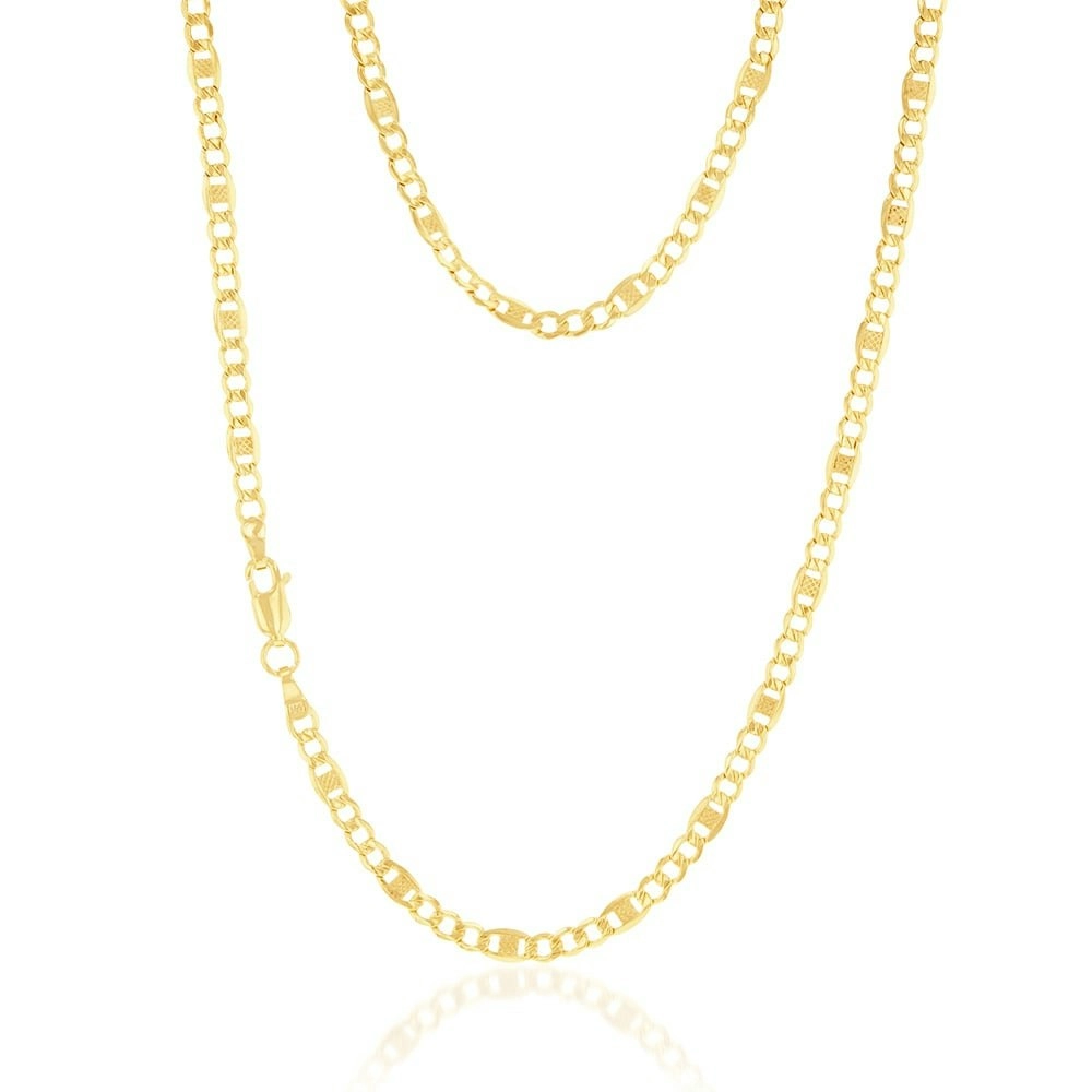 9ct Yellow Gold Silver Filled 1:3  Curb+ Anchor 80 Gauge 45cm Chain