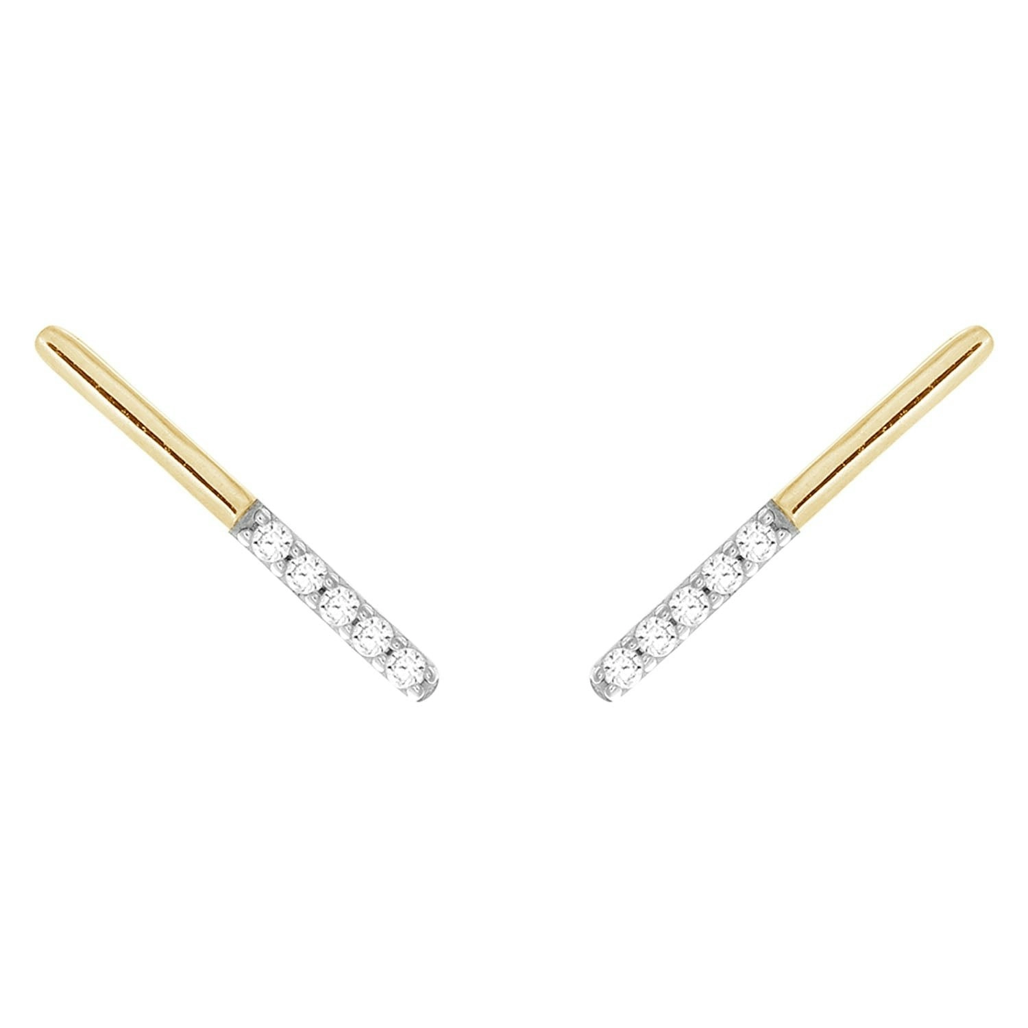 9ct Yellow Gold 0.05 Carat Diamond Bar Earrings with 10 Brilliant Cut Diamonds