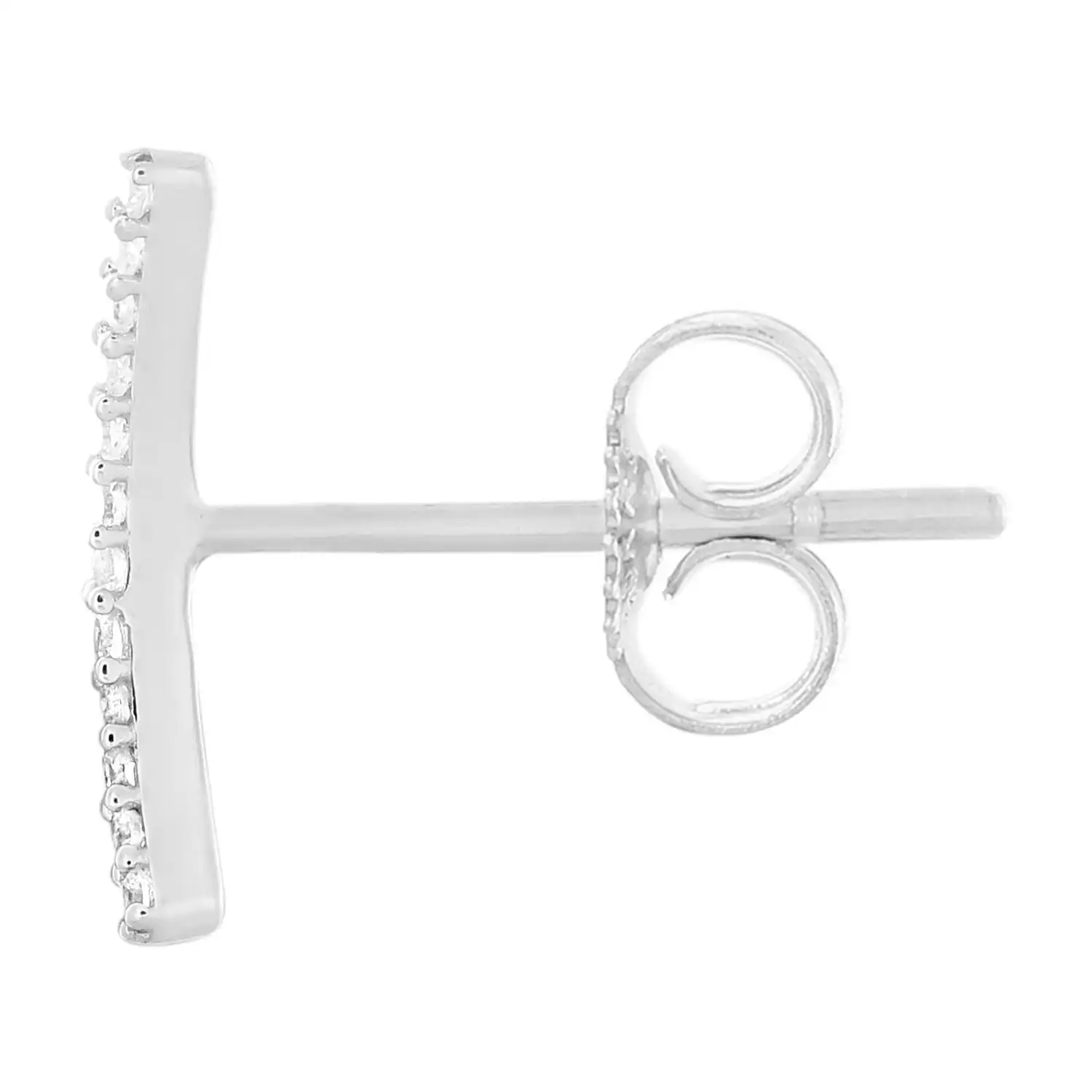 9ct White Gold 0.05 Carat Diamond Ear Climbers Stud Earrings